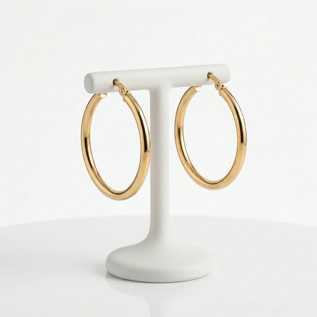 18K Gold Plated Hoop Earrings alternate view